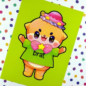 Impression de carte postale BOGO Brat Chiitan {soft touch} - illustration mignonne, art kawaii, culture pop, arc-en-ciel