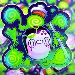 Poltchageist - Sticker vinyle mat imperméable Illustration mignonne, art kawaii, vinyle, mignon, arc-en-ciel