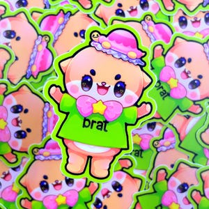 Bratty Baby Otter - Autocollant en vinyle mat imperméable Illustration mignonne, Art kawaii, Vinyle, Mignon, Arc en ciel