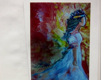 Colorful, Prophetic Greeting Card, Woman Walking, Bride Walking, Blank Greeting Card, &quot;Walking In Authority&quot;
