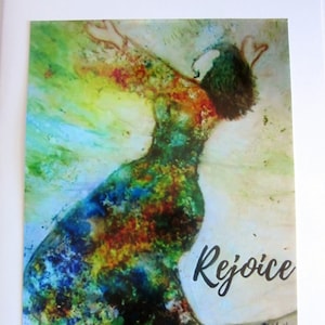 Woman Dancing Card, Rejoice Card, Inspirational Quote Card, Encouraging Card for Women, &quot;Rejoice&quot;