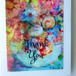 Floral Thank You Greeting Card, Colorful Floral Card, Thank You Card, Quote Greeting Card, Spring Flowers Thank You image 1