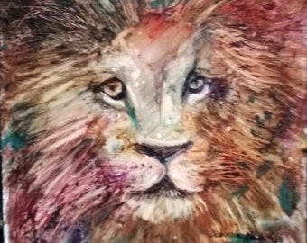 Colorful Lion, Prophetic Print,  Lion's Eyes, Lion of Judah "The Lion"