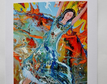 Woman Praising God Art Card, Encouragement Gift