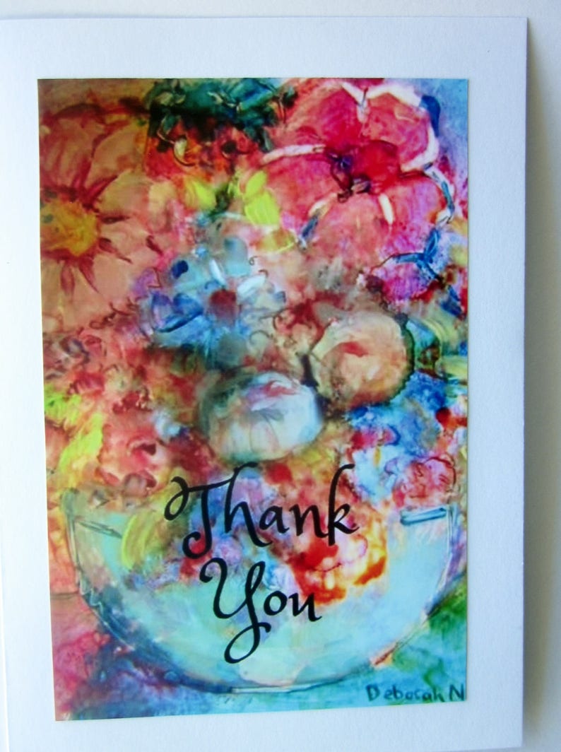 Floral Thank You Greeting Card, Colorful Floral Card, Thank You Card, Quote Greeting Card, Spring Flowers Thank You image 1