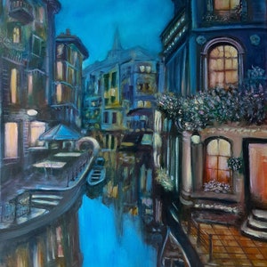 Picturesque Venice City Painting, Night in Venice, Oil Painting, Impressionist Venice Painting, &quot;Evening in Venice&quot;