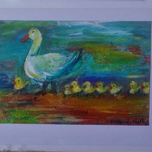 Carte de canard de mère, canard de mère avec la carte de canard, carte de salutation de canard, « obtenez vos canards dans une rangée » collection « tous ses canards dans une rangée »