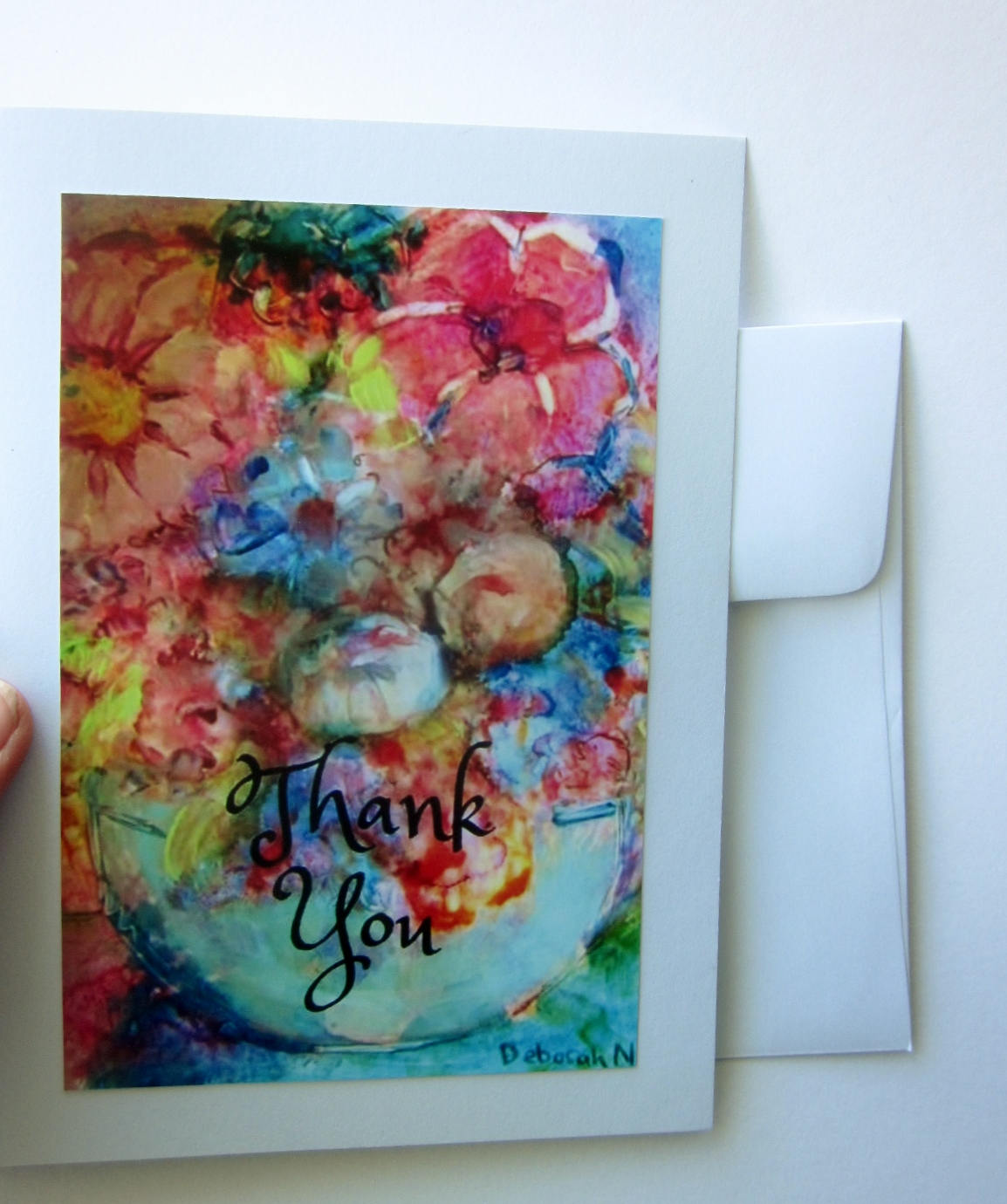 Floral Thank You Greeting Card, Colorful Floral Card, Thank You Card ...