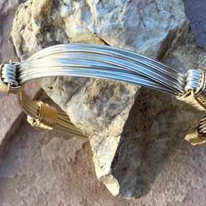 Elephant hair bracelet in African silver style with 4 gold knots image 3