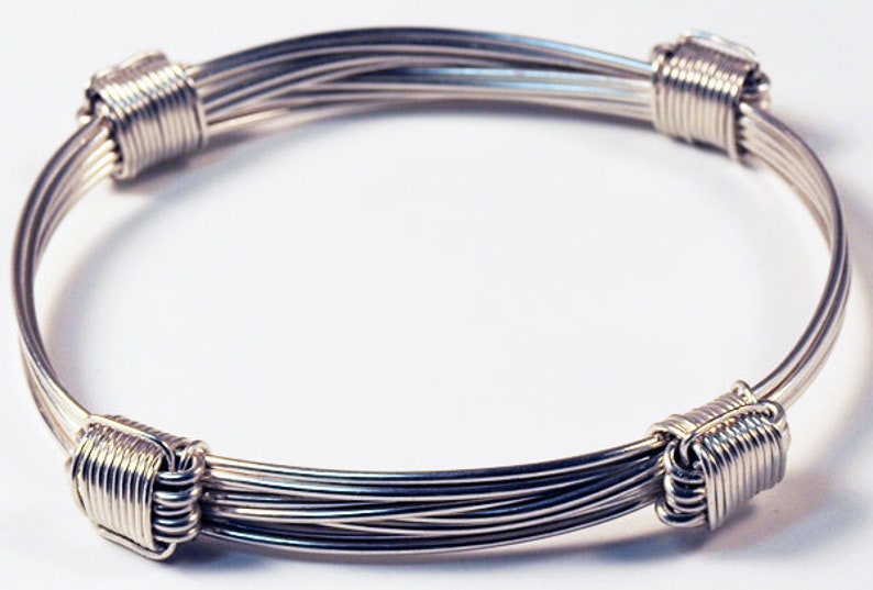 4 knot sterling silver bracelet in elephant hair style image 1