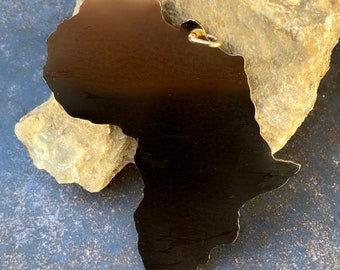 Extra large gold Africa Shaped pendant in brushed or shiny finish