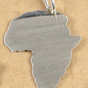 Matt Brushed finish  Africa Shaped sterling non-tarnish silver pendant Medium size (3cm, just over 1&quot;)
