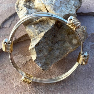 Elephant hair bracelet in African silver style with 4 gold knots image 5