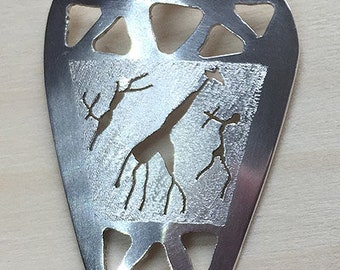 Rock Art apron shaped pendant in sterling 935 Argentium silver