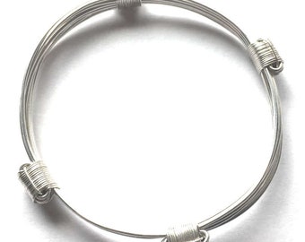 SimbaCub petite 4knot Silver elephant hair knot bracelet