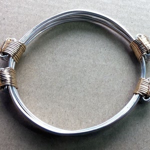 Elephant hair bracelet in African silver style with 4 gold knots image 2