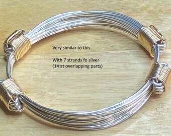 Silver 7 strand with 4 gold knots in elephant hair style King/Queen model