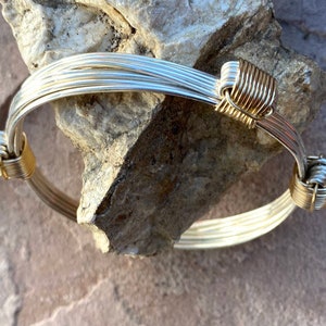 Elephant hair bracelet in African silver style with 4 gold knots image 4