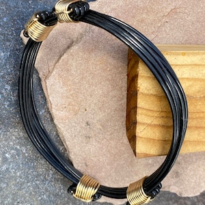 African artificial elephant hair 5 strand bracelet with 4 gold knots