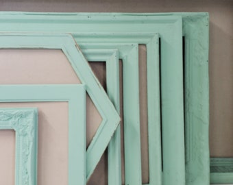 Serene Mint Green Framed Bulletin Board with a Neutral Linen Fabric in Unique Frame Options and Sizes for a bedroom or home office