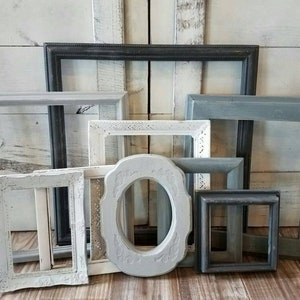 Mixed Grey Ombre Picture Frames, Unique and Eclectic Modern Farmhouse Gallery Wall Set, Assorted Vintage Photo Collage, 4x6-11x14, Adelaide zdjęcie 1