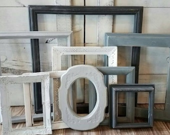 Mixed Grey Ombre Picture Frames, Unique and Eclectic Modern Farmhouse Gallery Wall Set, Assorted Vintage Photo Collage, 4x6-11x14, Adelaide