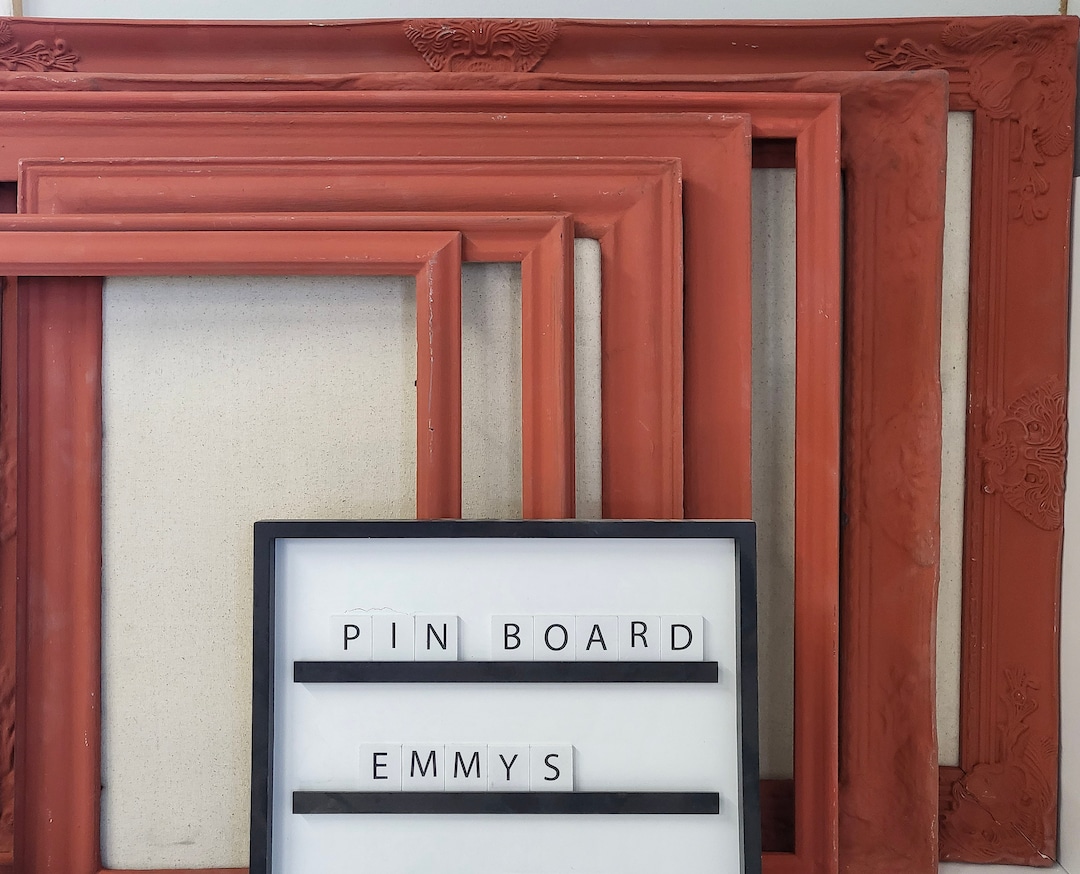 Earthy Handcrafted Burnt Sienna, Brick Red Framed Linen Pinboard With ...