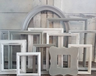 Serene Gray and White Gallery Wall Frames, Welcoming Assorted Picture Frame Collage, Entryway Farmhouse Photo Frames, Size 4x6-11x14, London