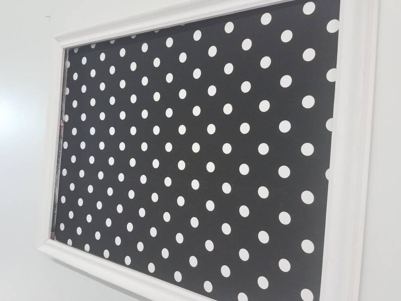Modern Framed Black and White Polka Dot Bulletin Board Etsy
