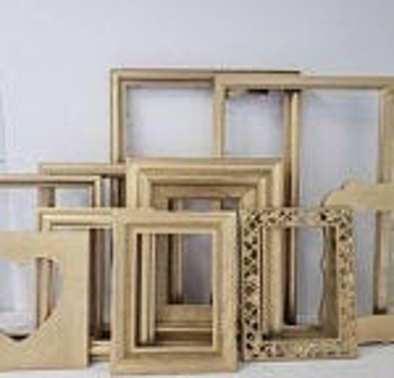 Gold Gallery Wall Frames Set Metallic Photo Frame Set Round Etsy