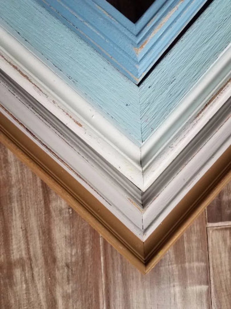 Gallery Wall Frame Set Blue Gray and White Shabby Frames Etsy