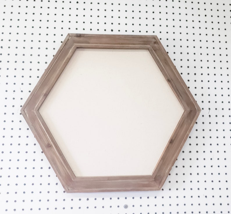 Hexagon Shaped Natural Wood Framed Pin Board Modern Farmhouse Linen Bulletin Board Enamel Pin