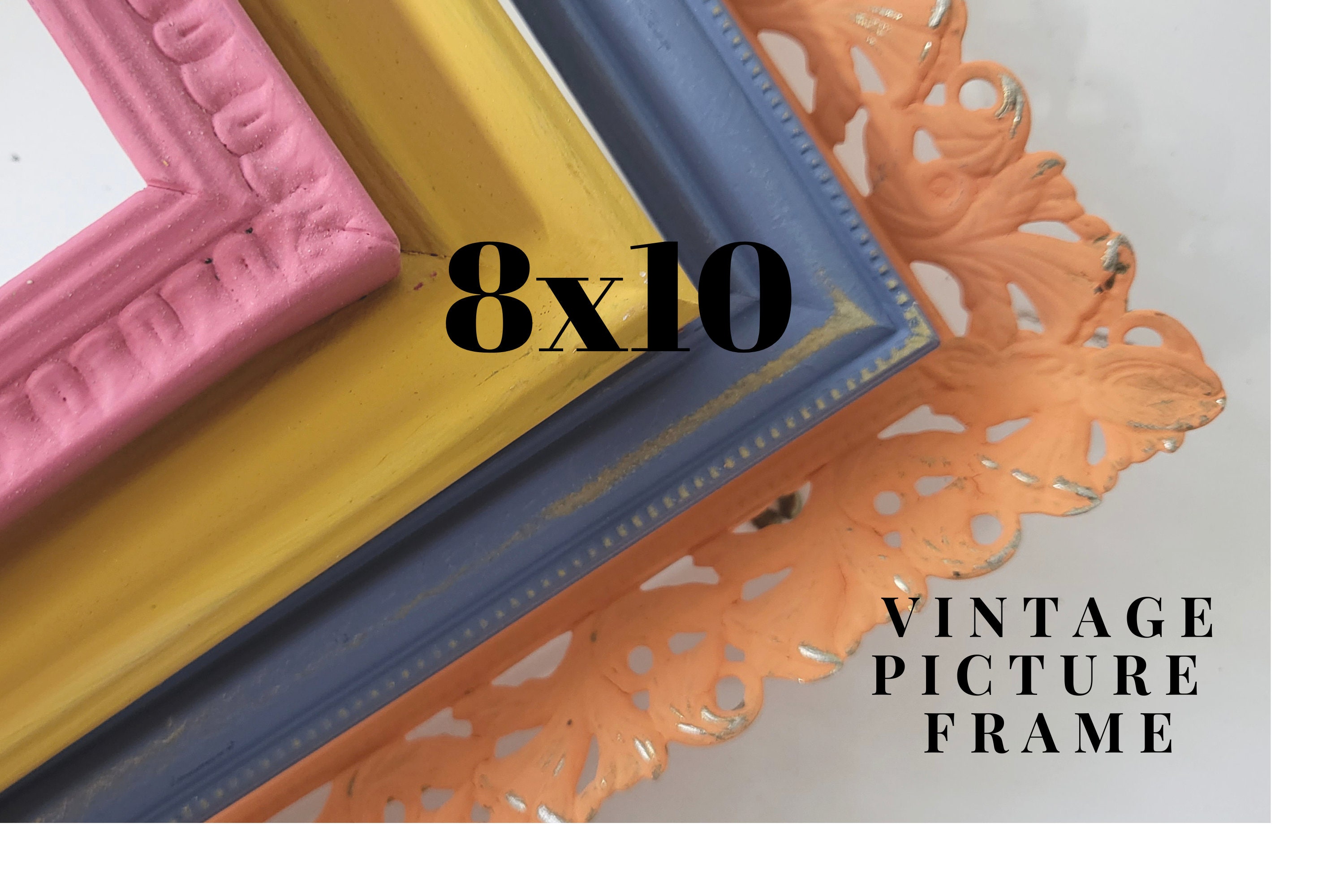 Vintage Picture Frames 8X10 Set of Three Gold Embossed Woodgrain