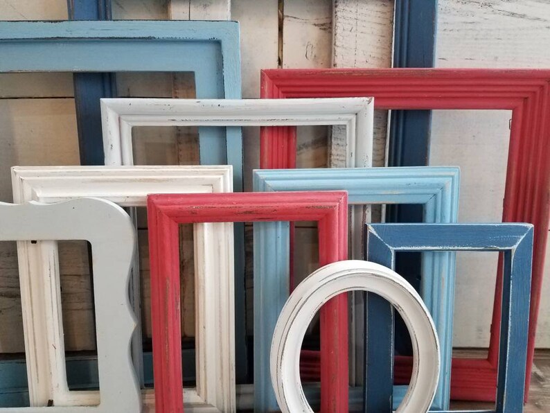 Gallery Wall Frame Set Baseball Room Decor Boys Navy Frames Shabby Chic Picture Bedroom Red