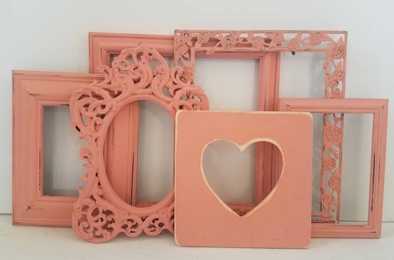 Coral Picture Frames Baby Girl Nursery Frames for Wall Art Etsy