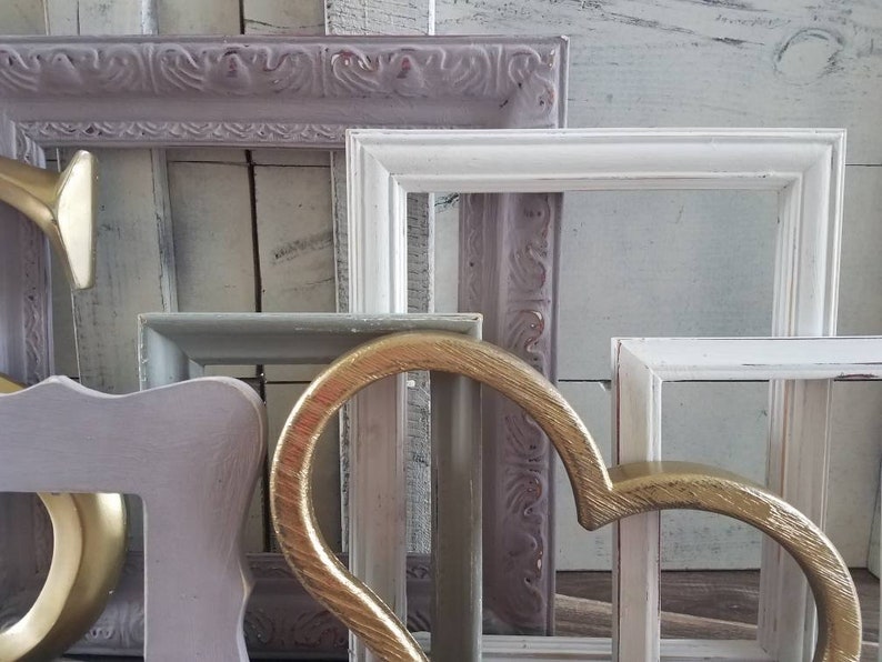 Purple PICTURE FRAME SET Baby Girl Nursery Shabby Frames Etsy