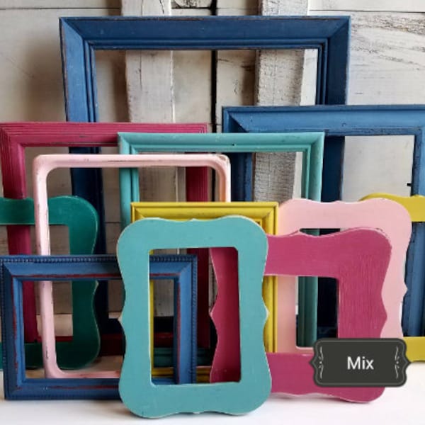 Eclectic Colorful, Whimsical Picture Frames for Tween Room, Mix and Match Cheerful Gallery Frame Set for Nursery, Sizes 4x6-11x14, RICHMOND