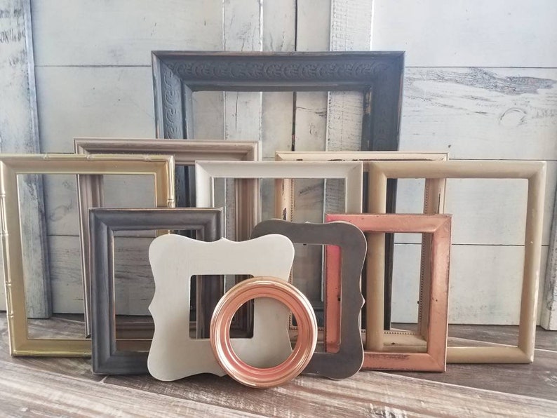 Different Photo Frame Metallic and Brown Different Sized Photo Frames for Wall Art, Earthy ...