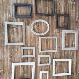 Mixed Grey Ombre Picture Frames, Unique and Eclectic Modern Farmhouse Gallery Wall Set, Assorted Vintage Photo Collage, 4x6-11x14, Adelaide zdjęcie 3