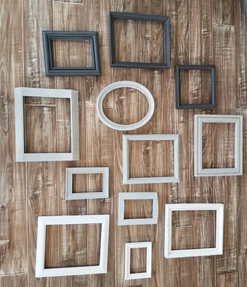 Mixed Grey Ombre Picture Frames, Unique and Eclectic Modern Farmhouse Gallery Wall Set, Assorted Vintage Photo Collage, 4x6-11x14, Adelaide image 3