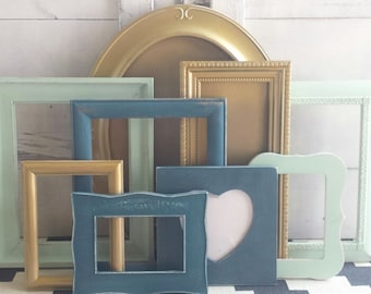 Light and Moody Assorted Gallery Picture Frame Set for Entryway, Versatile Mismatched Detailed Picture Frame, Sizes 4x6- 11x14, Philadelphia