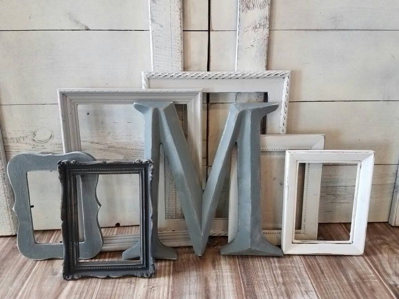 Mixed Grey Ombre Picture Frames, Unique and Eclectic Modern Farmhouse Gallery Wall Set, Assorted Vintage Photo Collage, 4x6-11x14, Adelaide Bild 5