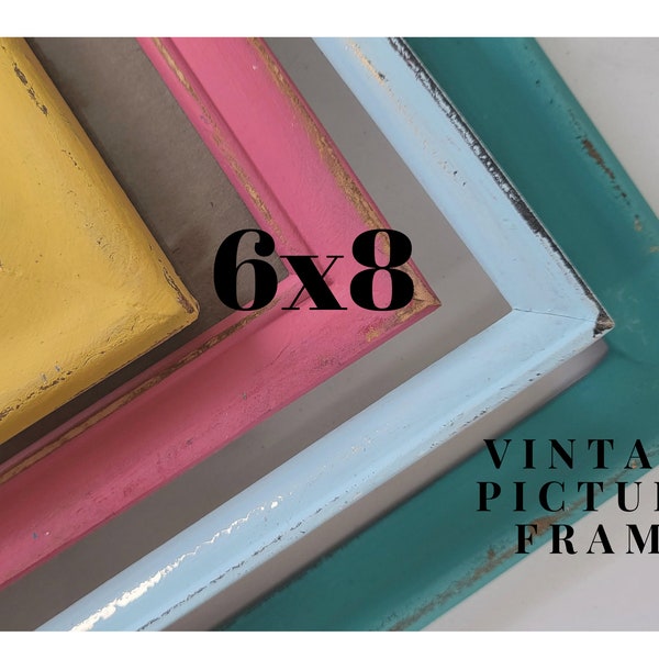 6x8 Vintage Frames for Wall Art, Custom Hand Painted 8x6 Tabletop Wedding Photo Frame, Traditional, Ornate or Modern Postcard Picture Frame