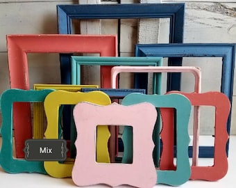 Vibrant Rainbow Picture Frames Assortment, Playful Boho Kids Artwork Display Gallery. Colorful Eclectic Photo Frame Set, 4x6- 11x14, VEGAS