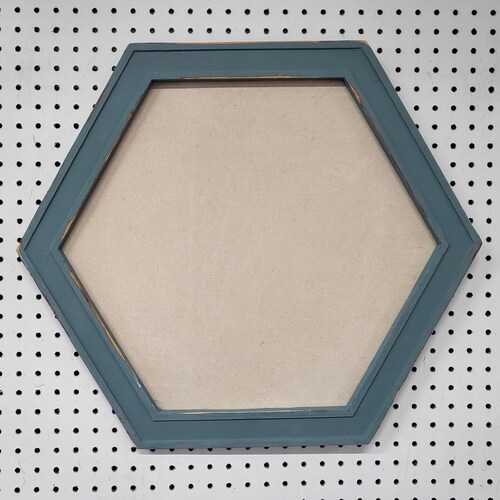 Hexagon Shaped Natural Wood Framed Pin Board, Modern Farmhouse Linen Bulletin Board Enamel Pin Display, Many Colors Available, shops 17x20 inches