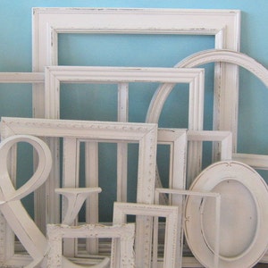 White Shabby Chic Picture Frame Set, Distressed Modern Farmhouse Gallery Wall Set, Vintage Nursery Wall Decor, Ornate Frames, Portland