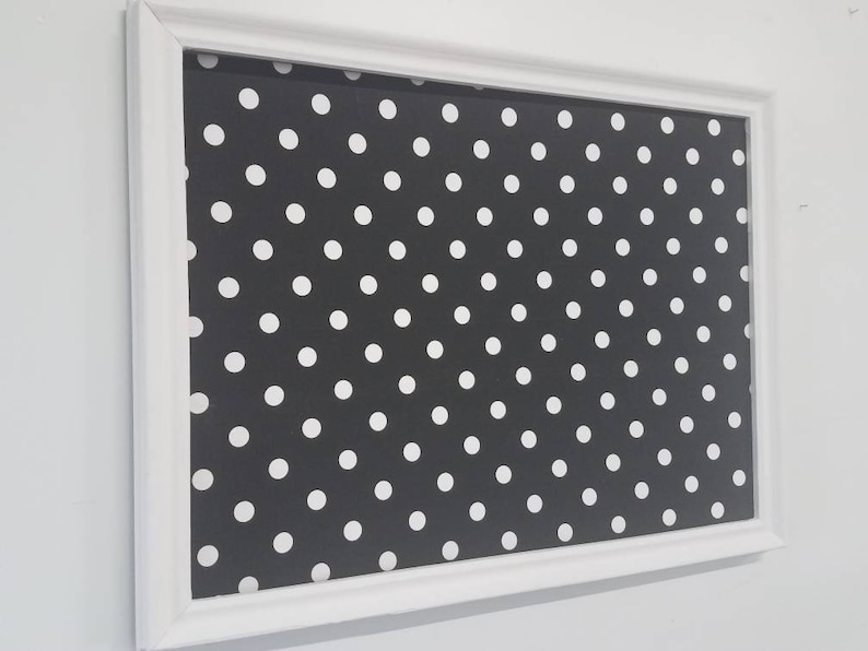 Modern Framed Black and White Polka Dot Bulletin Board Etsy
