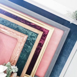 Framed Velvet Fabric Pin Board, You Pick the Frame Magnet Board or Memoboard, Modern Entryway Organizer, Blush Velvet Cork Board