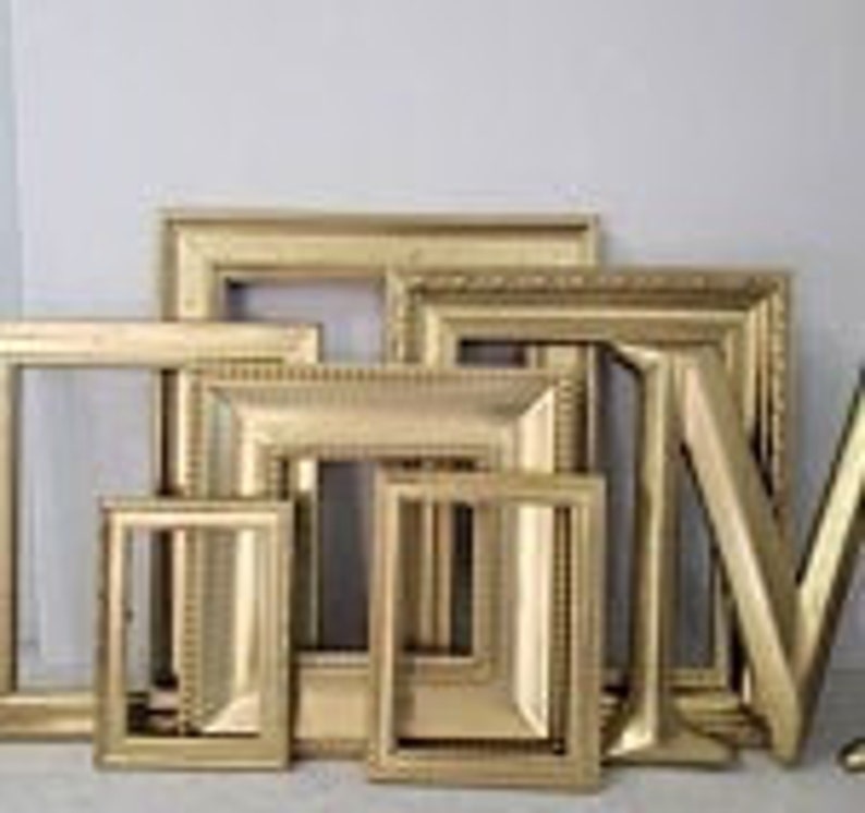 Gold Gallery Wall Frames Set Metallic Photo Frame Set Round Etsy