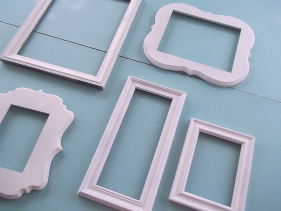 Scalloped Picture Frame Wall Collage Set Of 5 Frames Whimsical Etsy